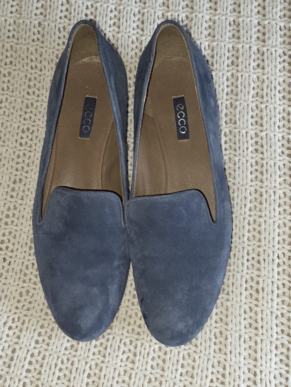 Ecco Blue Suede Smoking Loafers Size 40